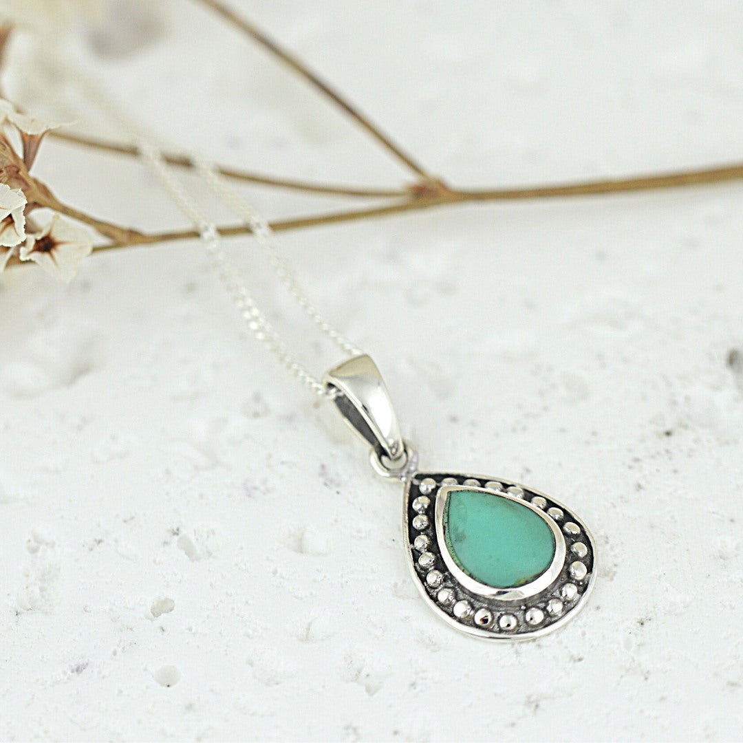 Turquoise Teardrop Necklace Vanilla Shore